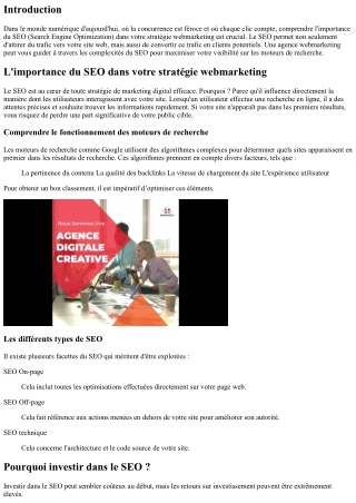 L'importance du SEO dans votre stratégie webmarketing