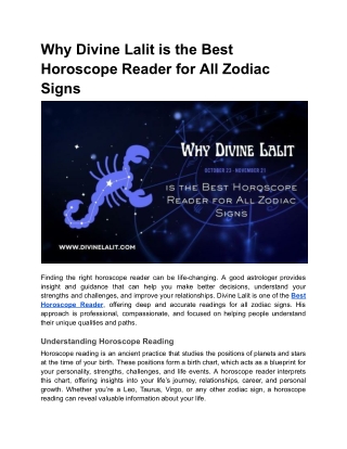 Why Divine Lalit is the Best Horoscope Reader for All Zodiac Signs