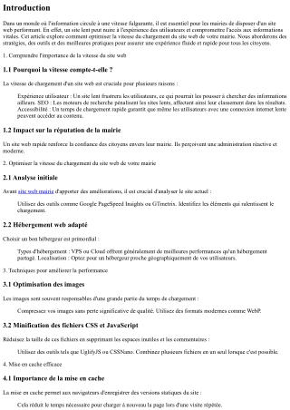 “Optimiser la vitesse du chargement du site web de votre mairie.”