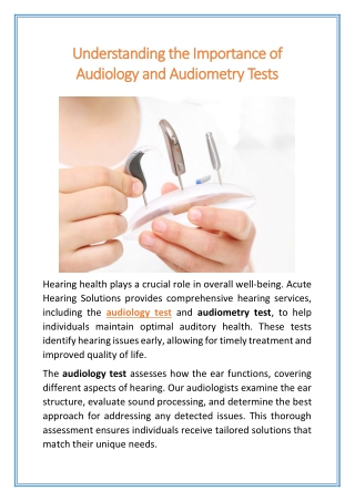 Understanding the Importance of Audiology and Audiometry Tests