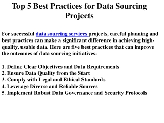 Top 5 Best Practices for Data Sourcing Projects