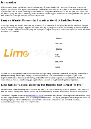 Party on Wheels: Uncover the Lavish Entire world of Bash Bus Rentals