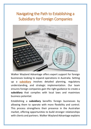 Navigating the Path to Establishing a Subsidiary for Foreign Companies