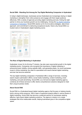 Social DNA - Standing Out Among the Top Digital Marketing Companies in Hyderabad