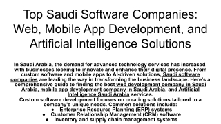 Top Saudi Software Companies_ Web, Mobile App Development, and Artificial Intelligence Solutions