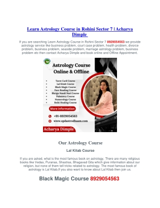 Learn Astrology Course in Rohini Sector 7 8929054563