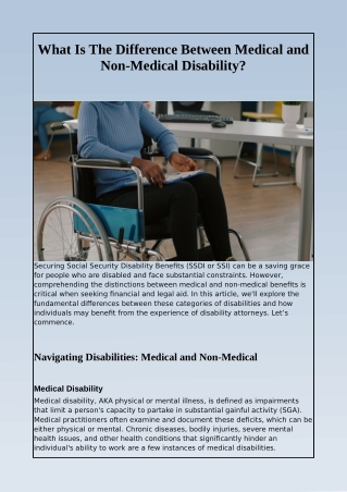 What Is The Difference Between Medical and Non-Medical Disability?