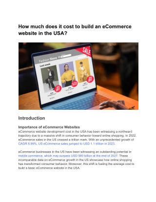 How much does it cost to build an eCommerce website in the USA_