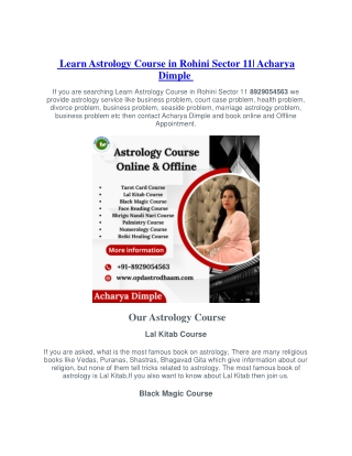 Learn Astrology Course in Rohini Sector 11  8929054563