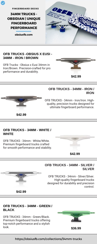 34mm Trucks - Obsidian - Unique Fingerboard Performance