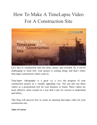 How To Make A TimeLapse Video For A Construction Site (1)