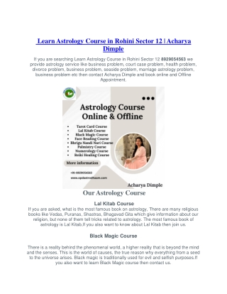 Learn Astrology Course in Rohini Sector 12 8929054563