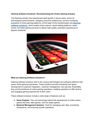 iGaming Software Solutions: Revolutionizing the Online Gaming Industry