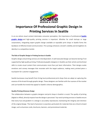 Importance Of Professional Graphic Design In Printing Services In Seattle