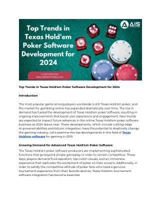 Top Trends in Texas Hold'em Poker Software Development for 2024