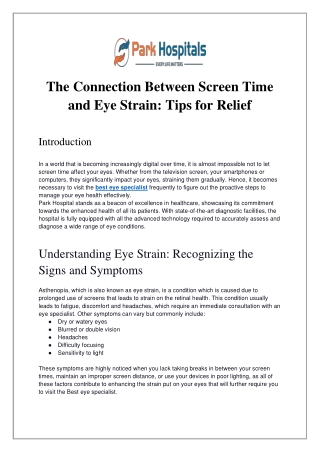 The Connection Between Screen Time and Eye Strain