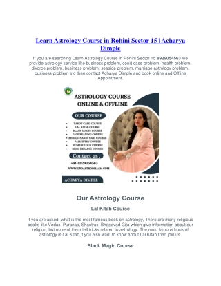 Learn Astrology Course in Rohini Sector 15  8929054563