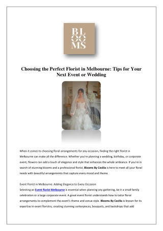 Bridal Bouquets Online in Melbourne | Blooms By Cecilia