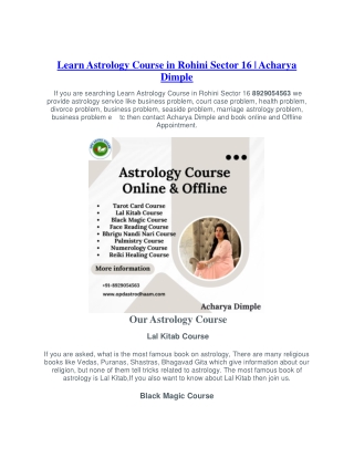 Learn Astrology Course in Rohini Sector 16 8929054563