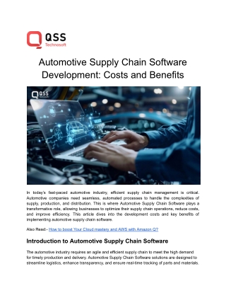 Automotive Supply Chain Software Development_ Costs and Benefits