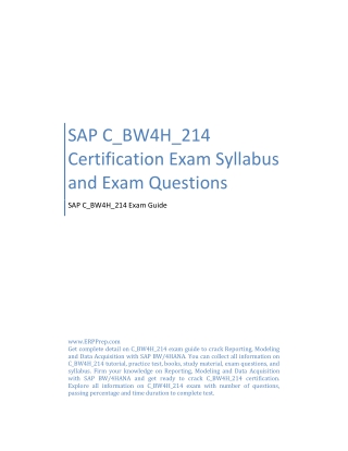 SAP C_BW4H_214 Certification Exam Syllabus and Exam Questions