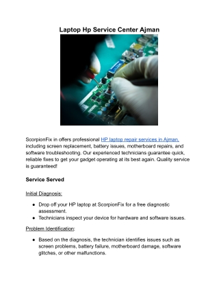 Laptop Hp Service Center Ajman