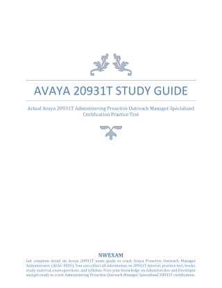AVAYA 20931T STUDY GUIDE