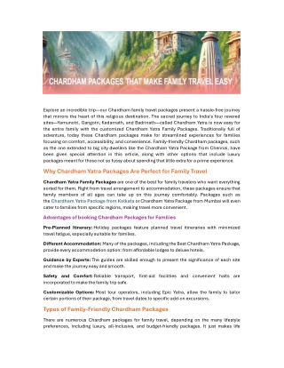 Chardham Packages That Make Family Travel Easy