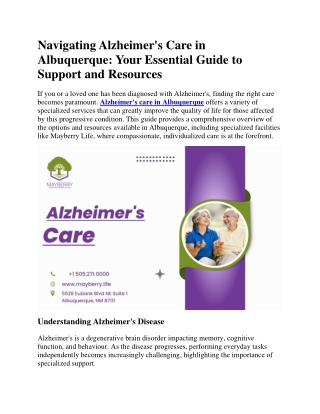 Navigating Alzheimer's Care in Albuquerque: Your Essential Guide to Support and