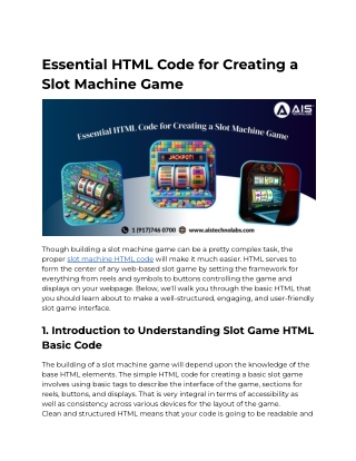 Essential HTML Code for Creating a Slot Machine Game