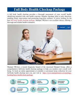 Full Body Health Checkup Package
