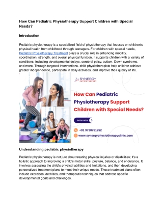 How Can Pediatric Physiotherapy Support Children with Special Needs