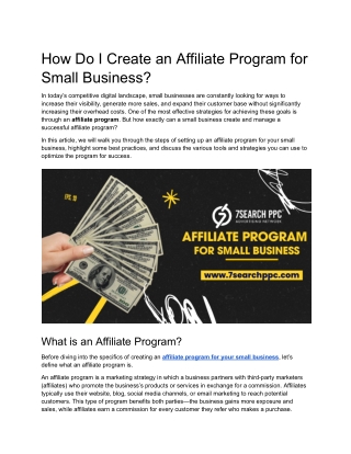 How Do I Create an Affiliate Program for Small Business?