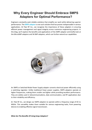 Why Every Engineer Should Embrace SMPS Adapters for Optimal Performance.docx