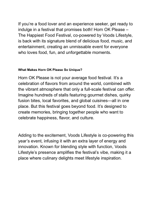 Horn OK Please - The Happiest Food Festival Fest Co-Powered by Vood Lifestyle