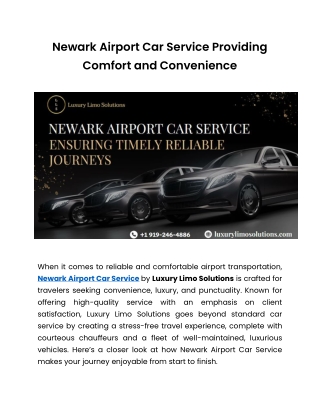 Professional Newark Airport Car Service You Can Trust