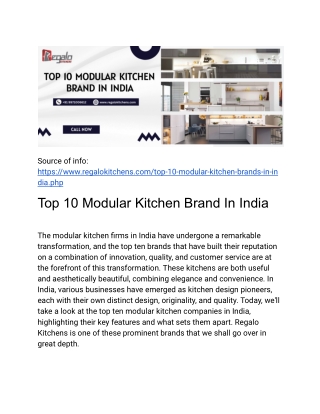 Top 10 Modular Kitchen Brand In India