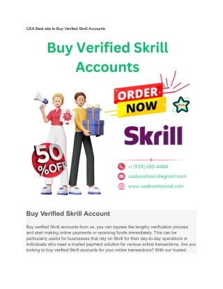 USA honest site to Buy Verified Skrill Accounts
