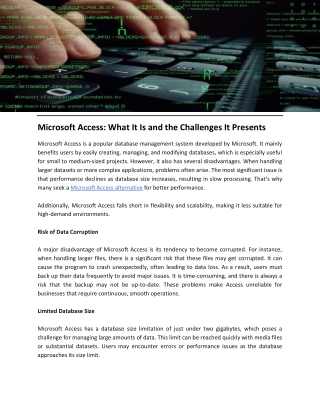 Microsoft Access: What It Is and the Challenges It Presents