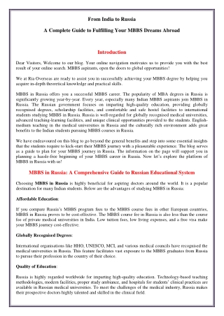 A Complete Guide to Fulfilling Your MBBS Dreams Abroad