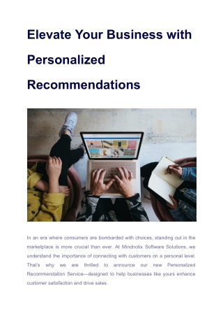 PERSONALISED RECOMMENDATION