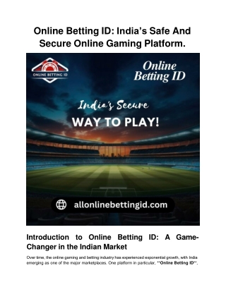 Online Betting ID_ India’s Safe And Secure Online Gaming Platform