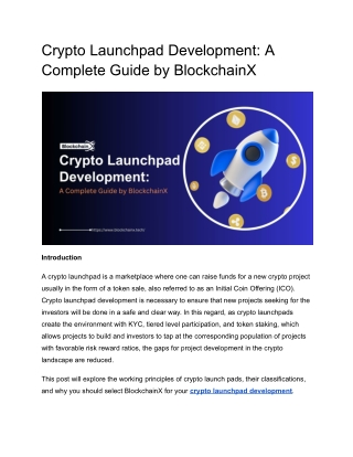 Crypto Launchpad Development_ A Complete Guide by BlockchainX