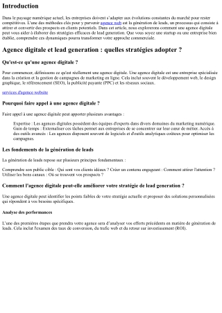 Agence digitale et lead generation : quelles stratégies adopter ?