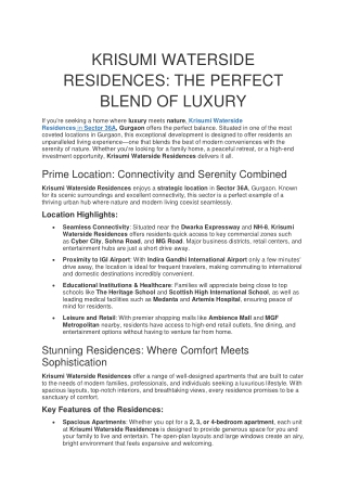 KRISUMI WATERSIDE RESIDENCES
