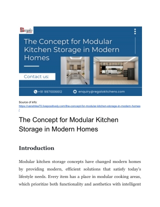 The Concept for Modular Kitchen Storage in Modern Homes