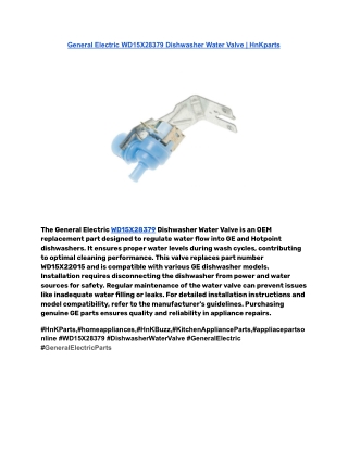 General Electric WD15X28379 Dishwasher Water Valve _ HnKparts