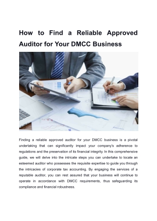 How to Find a Reliable Approved Auditor for Your DMCC Business (1)