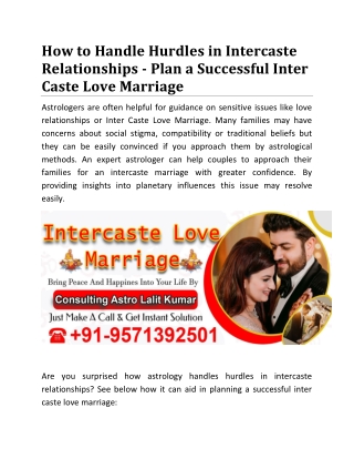 How to Handle Hurdles in Intercaste Relationships - Plan a Successful Inter Cast