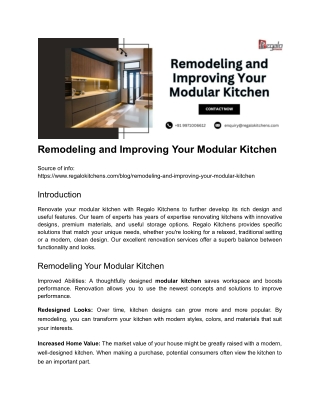Remodeling and Improving Your Modular Kitchen